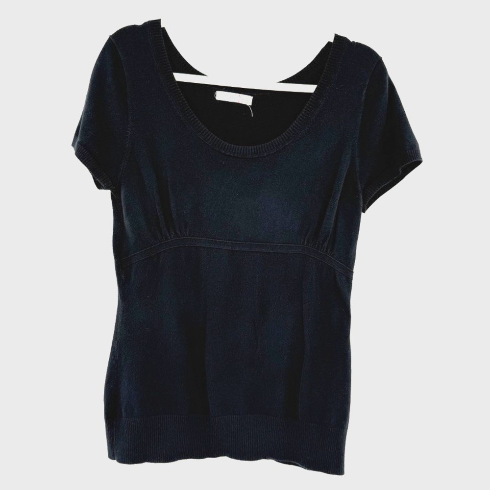 VTG Y2K Old Navy Womens Top Large Black Preppy Empire Waist Milkmaid Grunge